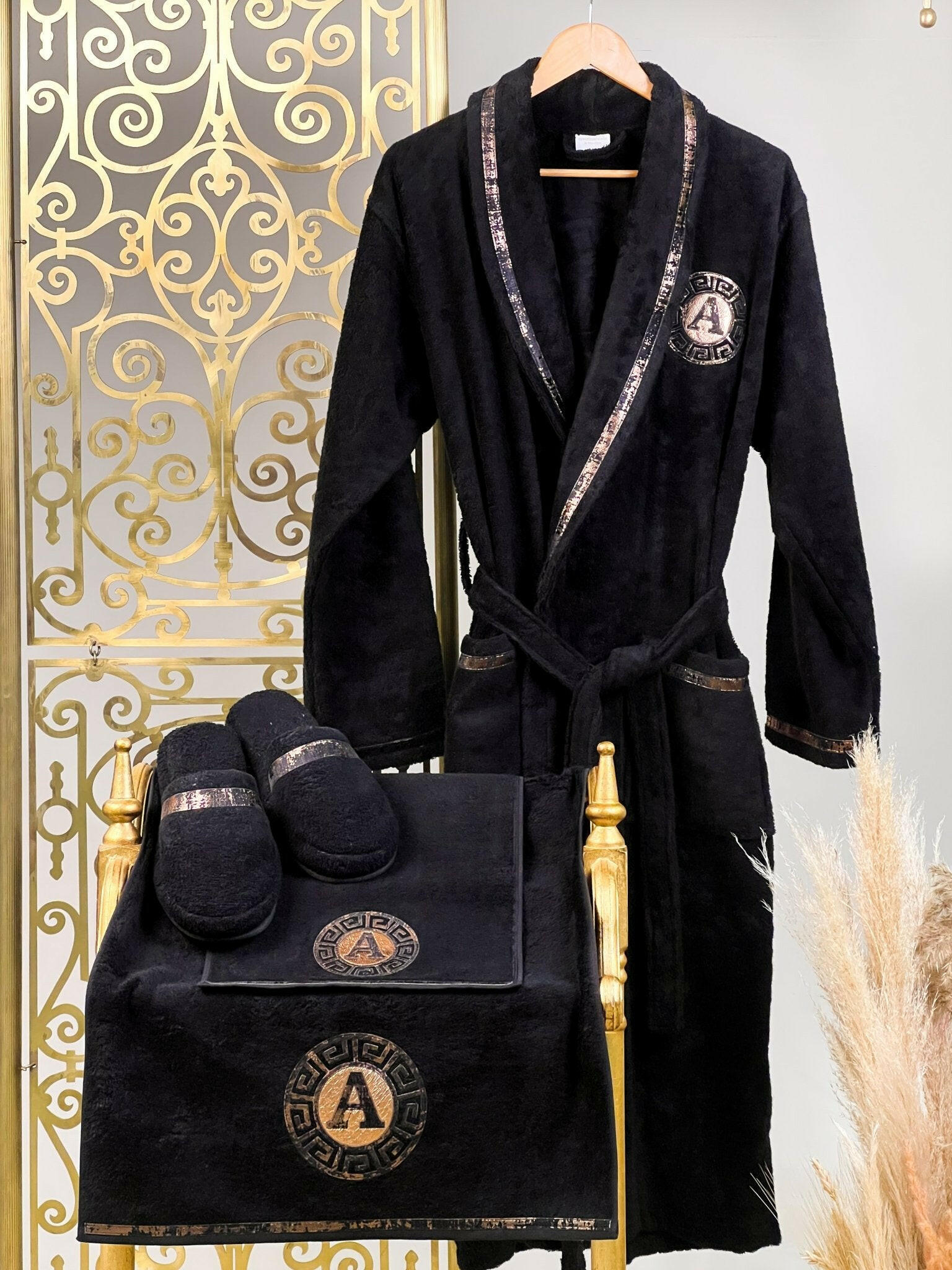 Custom Initial Robe For Him - Men's Personalized Monogram Bathrobe Set