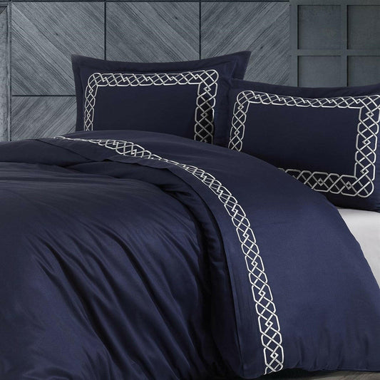 Esma Night Blue - Embroidered Luxury Duvet Cover Set - Creative HomeDuvet Covers