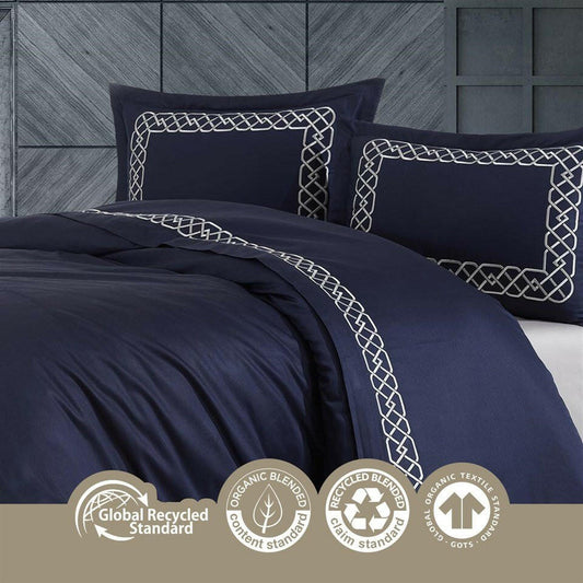 Esma Night Blue - Embroidered Luxury Duvet Cover Set - Creative HomeDuvet Covers
