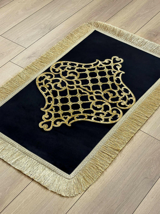 Mihrace Rug Oriental Chic Black & Gold Color Rug - Creative Home Designs Rugs, Oriental Style Turkish Carpet, Rectangular Mat With Diamonds & Tassels,RUG-MHRC-BlaGo-4060,RUG-MHRC-BlaGo-60100,RUG-MHRC-BlaGo-70120,RUG-MHRC-BlaGo-90150,RUG-MHRC-BlaGo-121182,RUG-MHRC-BlaGo-152243