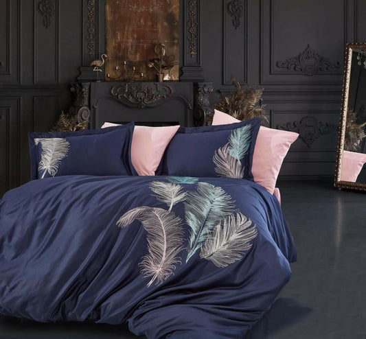 Yaprak Blue - Embroidered Luxury Duvet Cover Set - Creative HomeDuvet Covers
