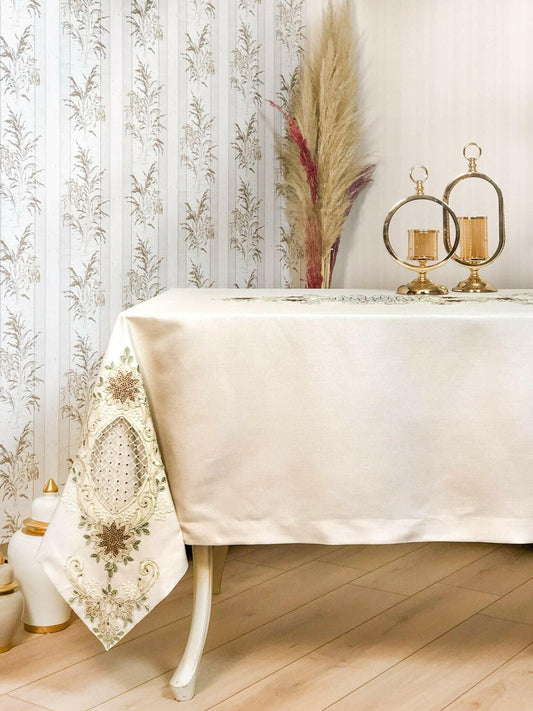 Yesim Cream Tablecloth - creativehome-designsTablecloths