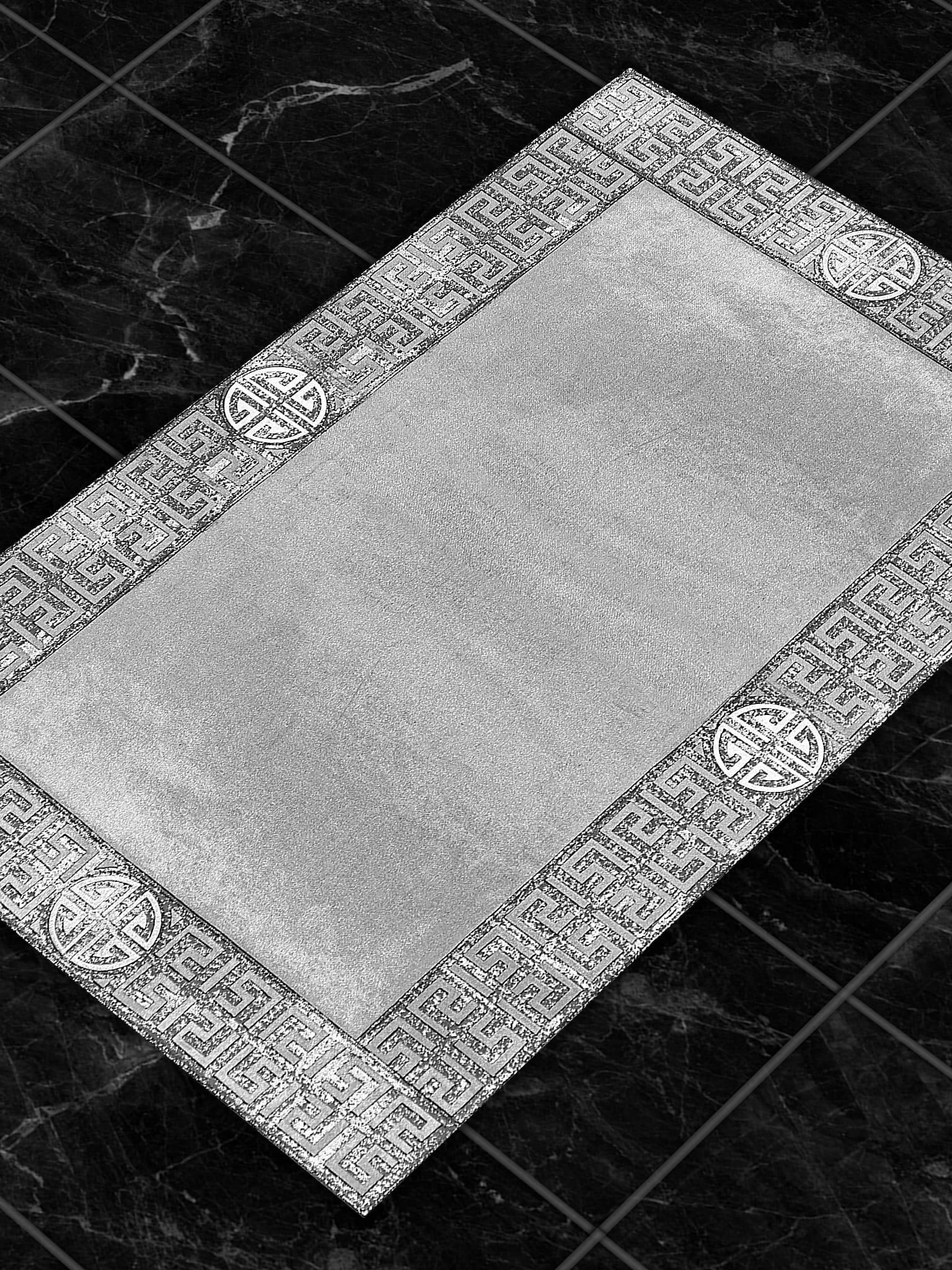 Hera Premium Grey & Silver Color Rectangular Rug - Creative Home Designs Luxury Carpets, Versace Style Turkish Mat, Greek Key Mat,RUG-HERAPRE-GreSi-4060,RUG-HERAPRE-GreSi-60100,RUG-HERAPRE-GreSi-70120,RUG-HERAPRE-GreSi-85137,RUG-HERAPRE-GreSi-121182,RUG-HERAPRE-GreSi-152243,RUG-HERAPRE-GreSi-182274