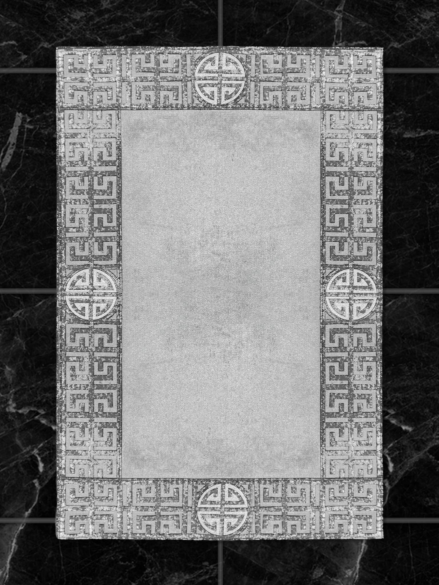 Hera Premium Grey & Silver Color Rectangular Rug - Creative Home Designs Luxury Carpets, Versace Style Turkish Mat, Greek Key Mat,RUG-HERAPRE-GreSi-4060,RUG-HERAPRE-GreSi-60100,RUG-HERAPRE-GreSi-70120,RUG-HERAPRE-GreSi-85137,RUG-HERAPRE-GreSi-121182,RUG-HERAPRE-GreSi-152243,RUG-HERAPRE-GreSi-182274