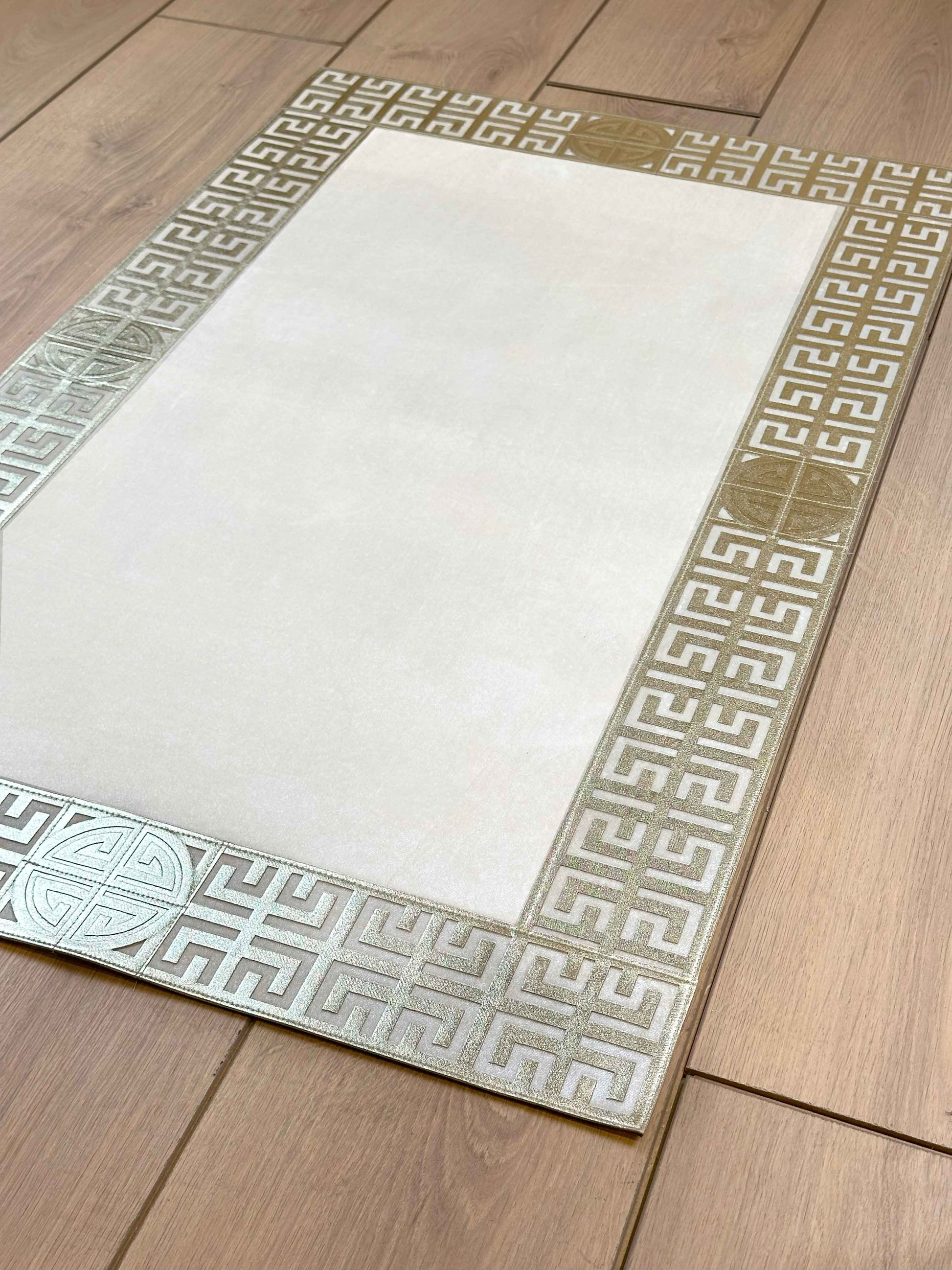 Hera Premium Cream & Light Gold Color Rectangular Rug - Creative Home Designs Luxury Carpets, Versace Style Turkish Mat, Greek Key Mat,RUG-HERAPRE-EcLiGo-4060,RUG-HERAPRE-EcLiGo-60100,RUG-HERAPRE-EcLiGo-70120,RUG-HERAPRE-EcLiGo-85137,RUG-HERAPRE-EcLiGo-121182,RUG-HERAPRE-EcLiGo-152243,RUG-HERAPRE-EcLiGo-182274