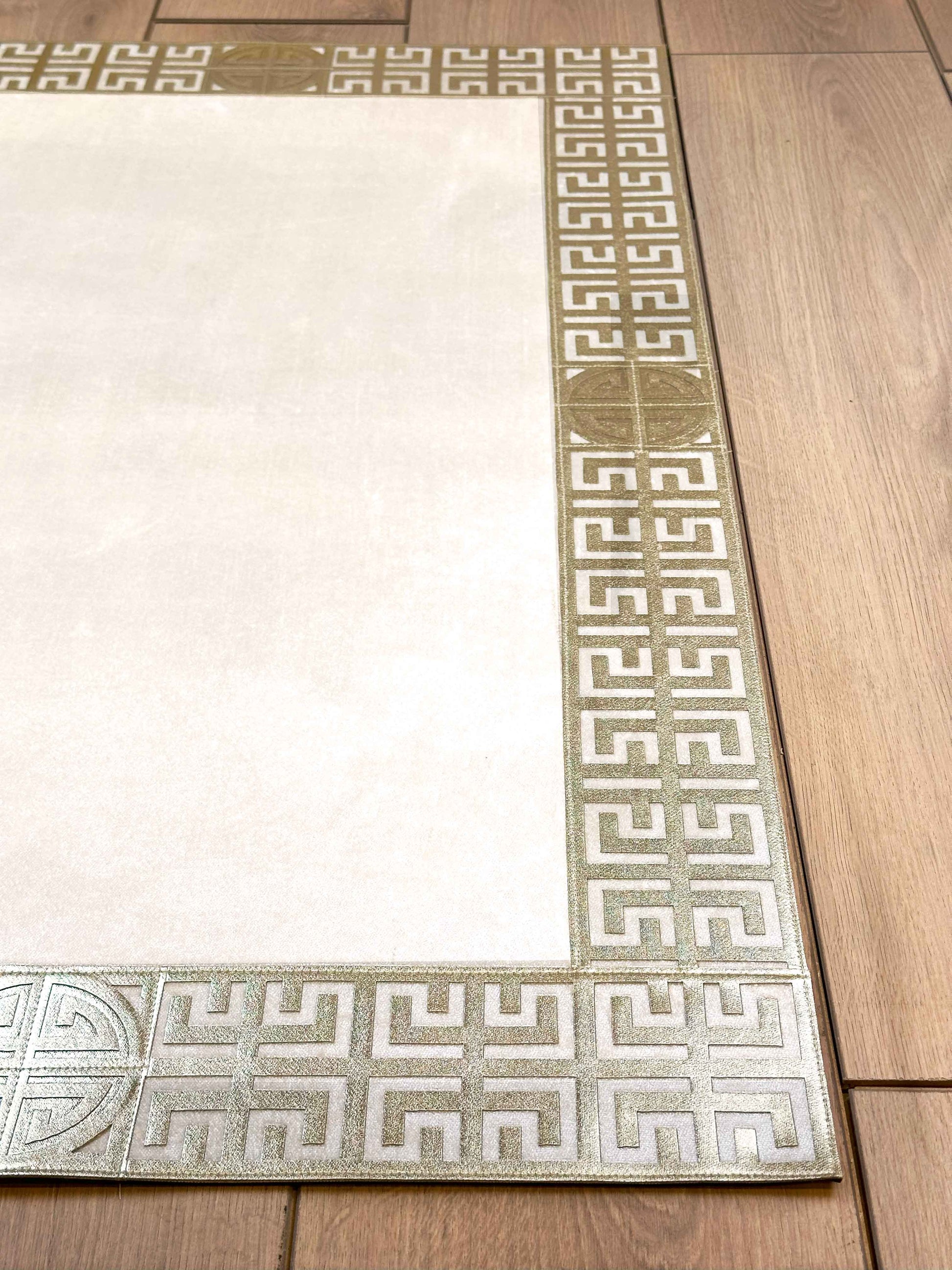 Hera Premium Cream & Light Gold Color Rectangular Rug - Creative Home Designs Luxury Carpets, Versace Style Turkish Mat, Greek Key Mat,RUG-HERAPRE-EcLiGo-4060,RUG-HERAPRE-EcLiGo-60100,RUG-HERAPRE-EcLiGo-70120,RUG-HERAPRE-EcLiGo-85137,RUG-HERAPRE-EcLiGo-121182,RUG-HERAPRE-EcLiGo-152243,RUG-HERAPRE-EcLiGo-182274