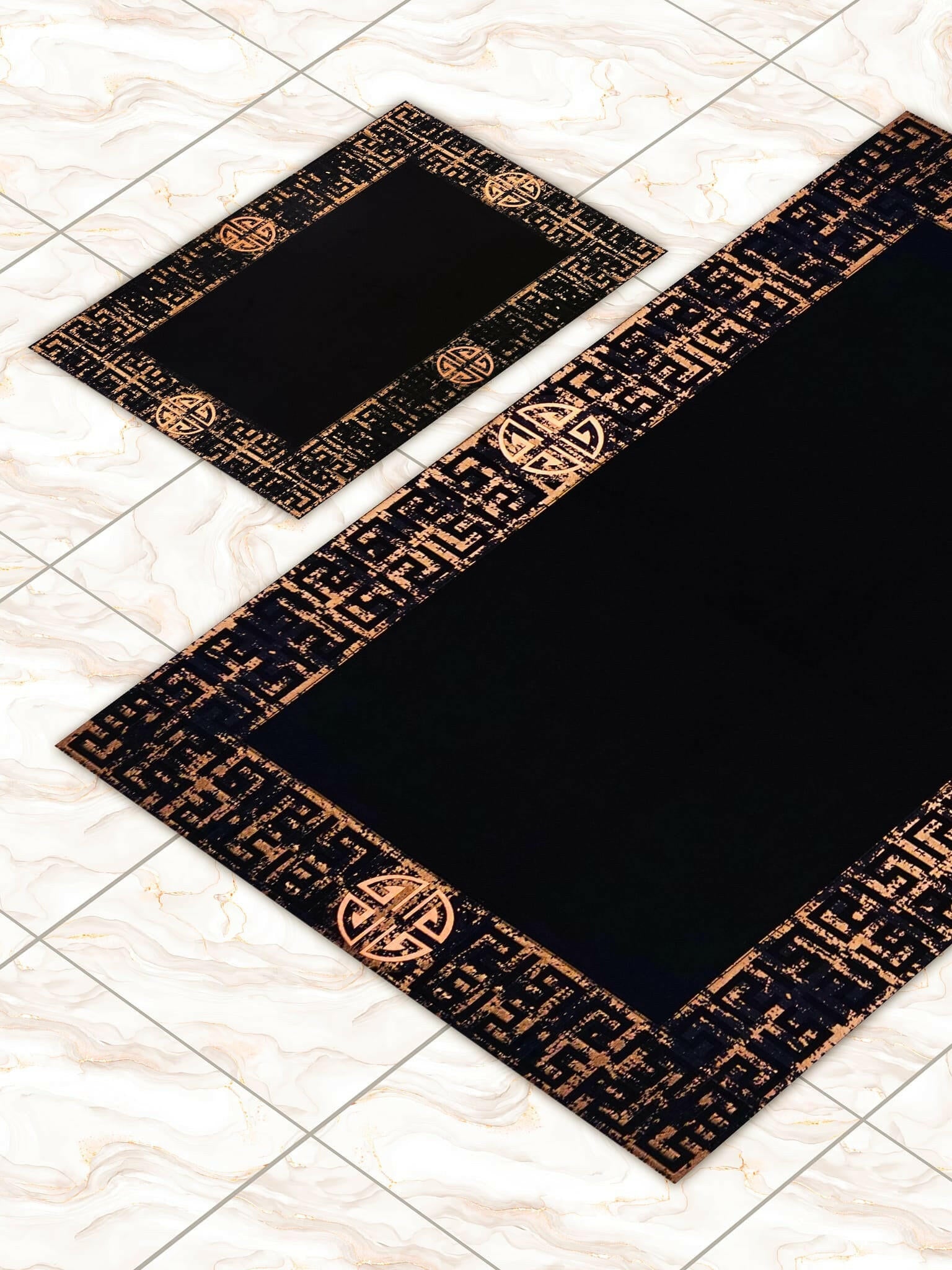 Hera Premium Black & Copper Color Rectangular Rug - Creative Home Designs Luxury Carpets, Versace Style Turkish Mat, Greek Key Mat,RUG-HERAPRE-BlaCop-4060,RUG-HERAPRE-BlaCop-60100,RUG-HERAPRE-BlaCop-70120,RUG-HERAPRE-BlaCop-85137,RUG-HERAPRE-BlaCop-121182,RUG-HERAPRE-BlaCop-152243,RUG-HERAPRE-BlaCop-182274