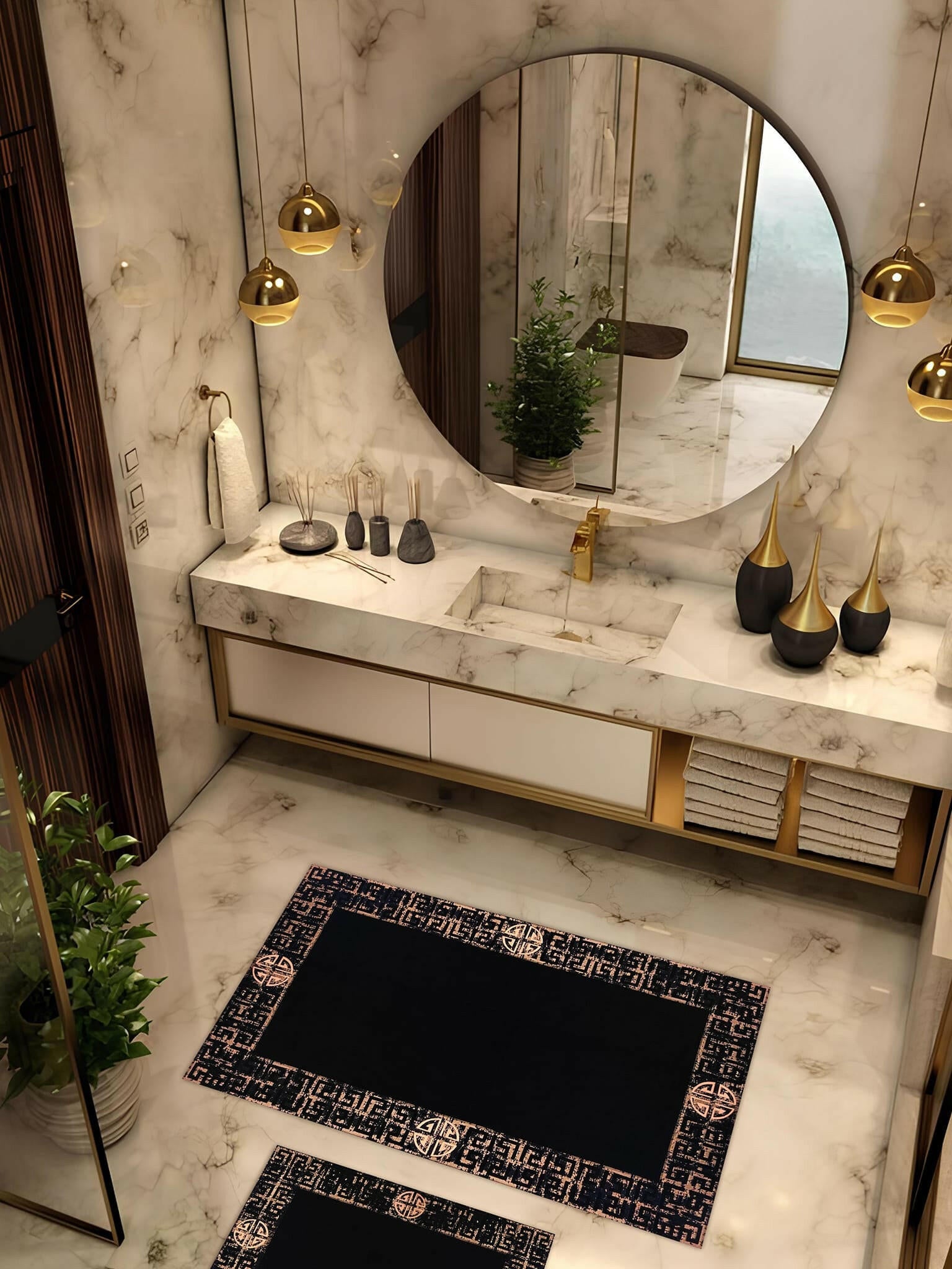 Hera Premium Black & Copper Color Rectangular Rug - Creative Home Designs Luxury Carpets, Versace Style Turkish Mat, Greek Key Mat,RUG-HERAPRE-BlaCop-4060,RUG-HERAPRE-BlaCop-60100,RUG-HERAPRE-BlaCop-70120,RUG-HERAPRE-BlaCop-85137,RUG-HERAPRE-BlaCop-121182,RUG-HERAPRE-BlaCop-152243,RUG-HERAPRE-BlaCop-182274