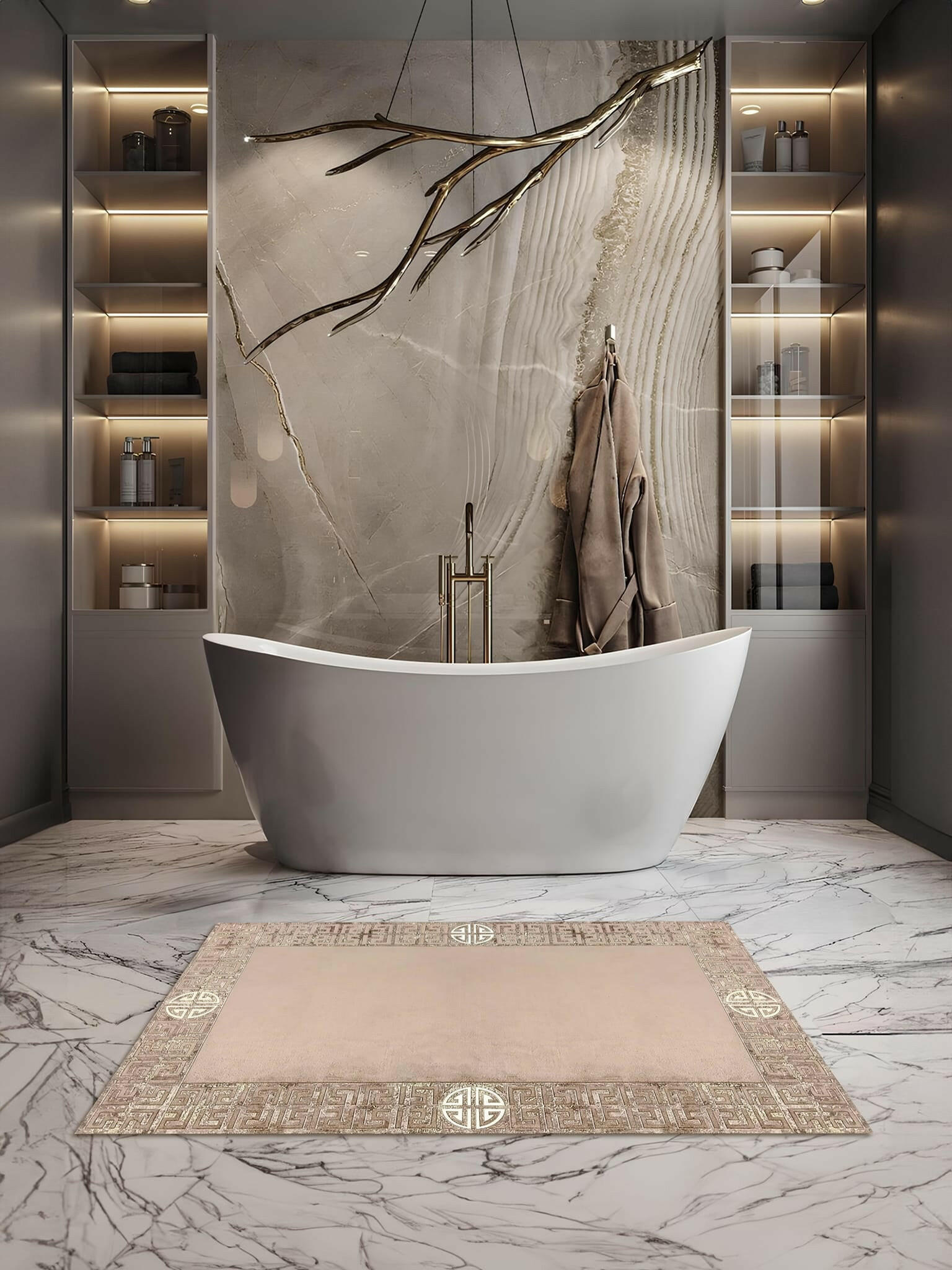 Hera Premium Gold & Coffee Color Rectangular Rug - Creative Home Designs Luxury Carpets, Versace Style Turkish Mat, Greek Key Mat,RUG-HERAPRE-GoCof-4060,RUG-HERAPRE-GoCof-60100,RUG-HERAPRE-GoCof-70120,RUG-HERAPRE-GoCof-85137,RUG-HERAPRE-GoCof-121182,RUG-HERAPRE-GoCof-152243,RUG-HERAPRE-GoCof-182274