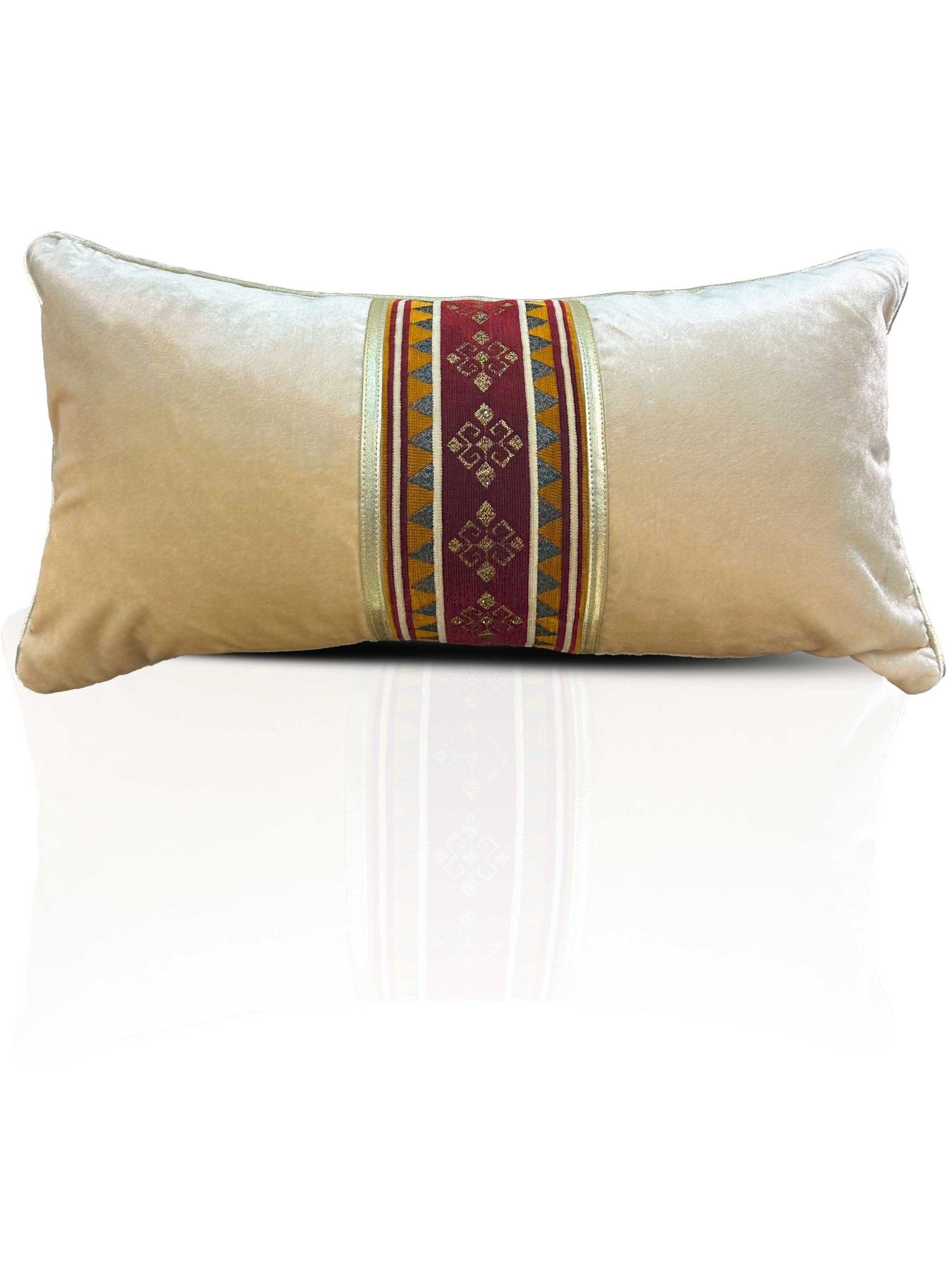 Ahsen Cushion Cover - Creative Home Designs Pillowcases, Turkish Throw Pillows & Shams, Light Gold Beige Ethnic Pattern Sham,CC-CH-HLN-PBlu-1S1R,CC-CH-HLN-PBlu-2S,CC-CH-HLN-PBlu-2RPrice,CC-CH-HLN-PBlu-2S1R