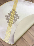 Yildiz Round Luxury Cut Through Modern Light Gold Rug by Creative Home, Turkish Leather Circular Mat, Washable Turkish Circle Carpet,RUGR-CH-YLDZ-LGoYGo-140,RUGR-CH-YLDZ-LGoYGo-180,RUGR-CH-YLDZ-LGoYGo-220