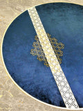 Yildiz Round Luxury Cut Through Modern Night Blue & Silver Rug by Creative Home, Turkish Leather Circular Mat, Washable Turkish Circle Carpet,RUGR-CH-YLDZ-NBluSi-140,RUGR-CH-YLDZ-NBluSi-180,RUGR-CH-YLDZ-NBluSi-220