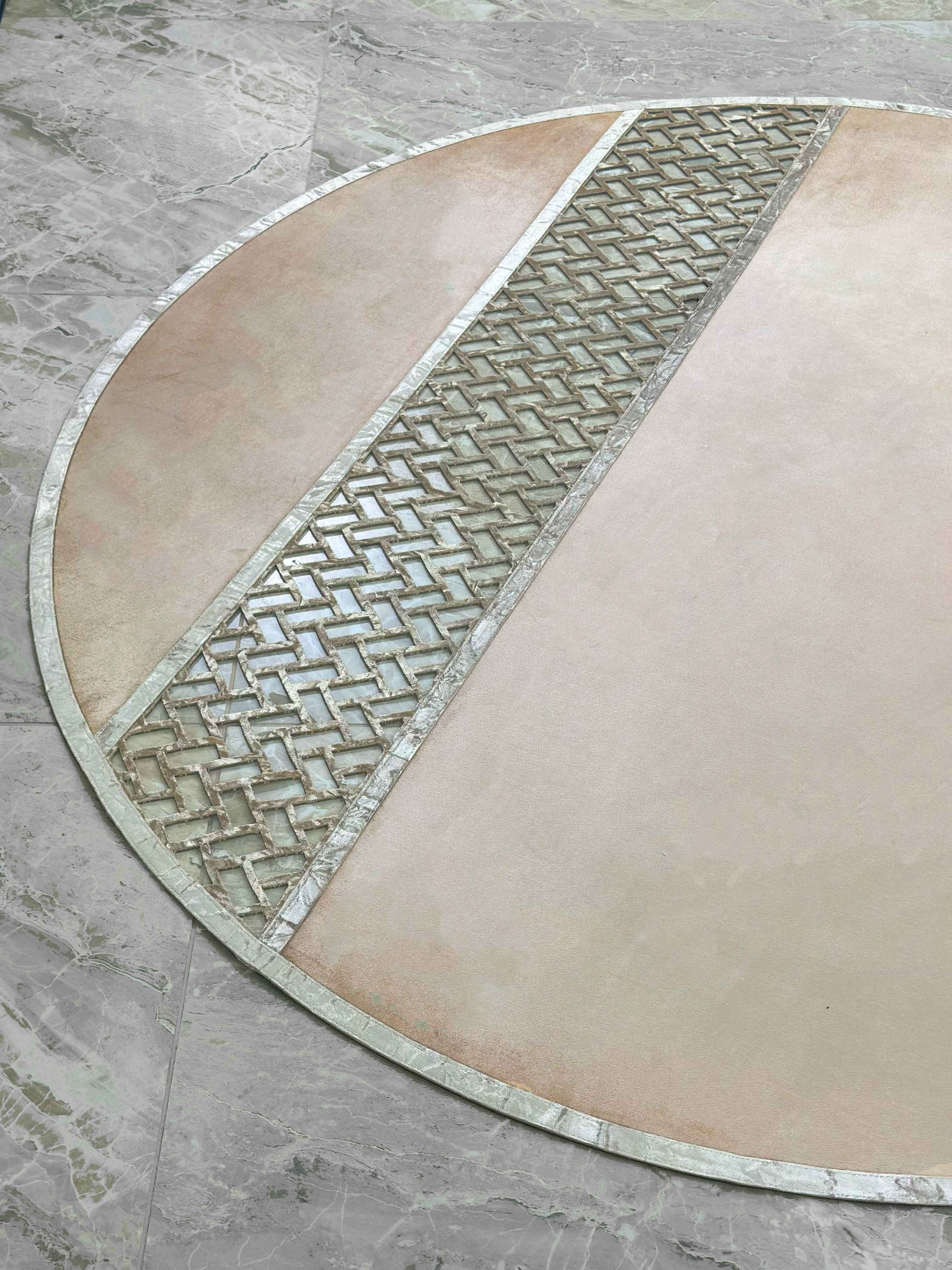 Tilbe Round Luxury Cut Through Modern Gold Rug by Creative Home, Turkish Leather Circular Mat, Washable Turkish Circle Carpet,RUGR-CH-TLBE-Go-140,RUGR-CH-TLBE-Go-180,RUGR-CH-TLBE-Go-220