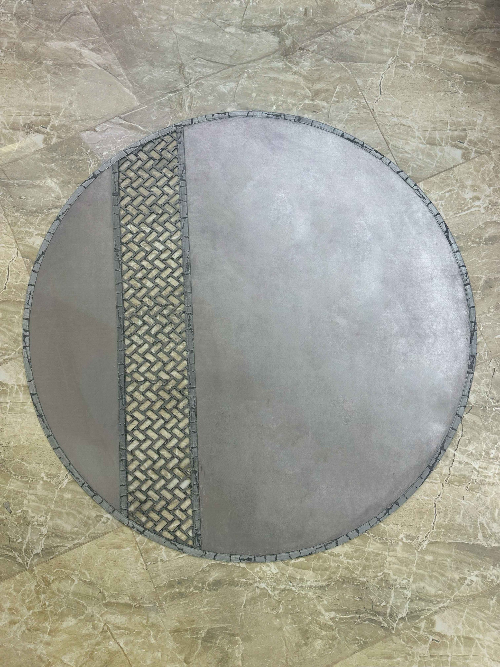 Tilbe Round Luxury Cut Through Modern Grey Rug by Creative Home, Turkish Leather Circular Mat, Washable Turkish Circle Carpet,RUGR-CH-TLBE-Gre-140,RUGR-CH-TLBE-Gre-180,RUGR-CH-TLBE-Gre-220