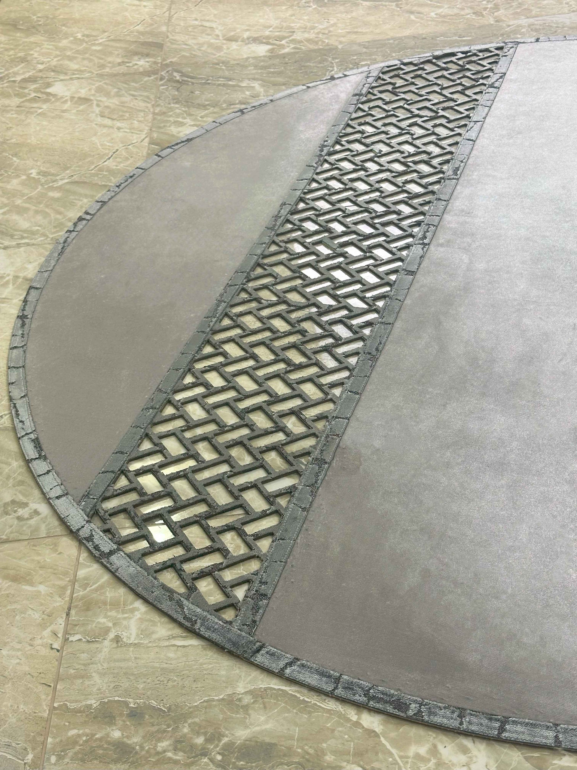 Tilbe Round Luxury Cut Through Modern Grey Rug by Creative Home, Turkish Leather Circular Mat, Washable Turkish Circle Carpet,RUGR-CH-TLBE-Gre-140,RUGR-CH-TLBE-Gre-180,RUGR-CH-TLBE-Gre-220