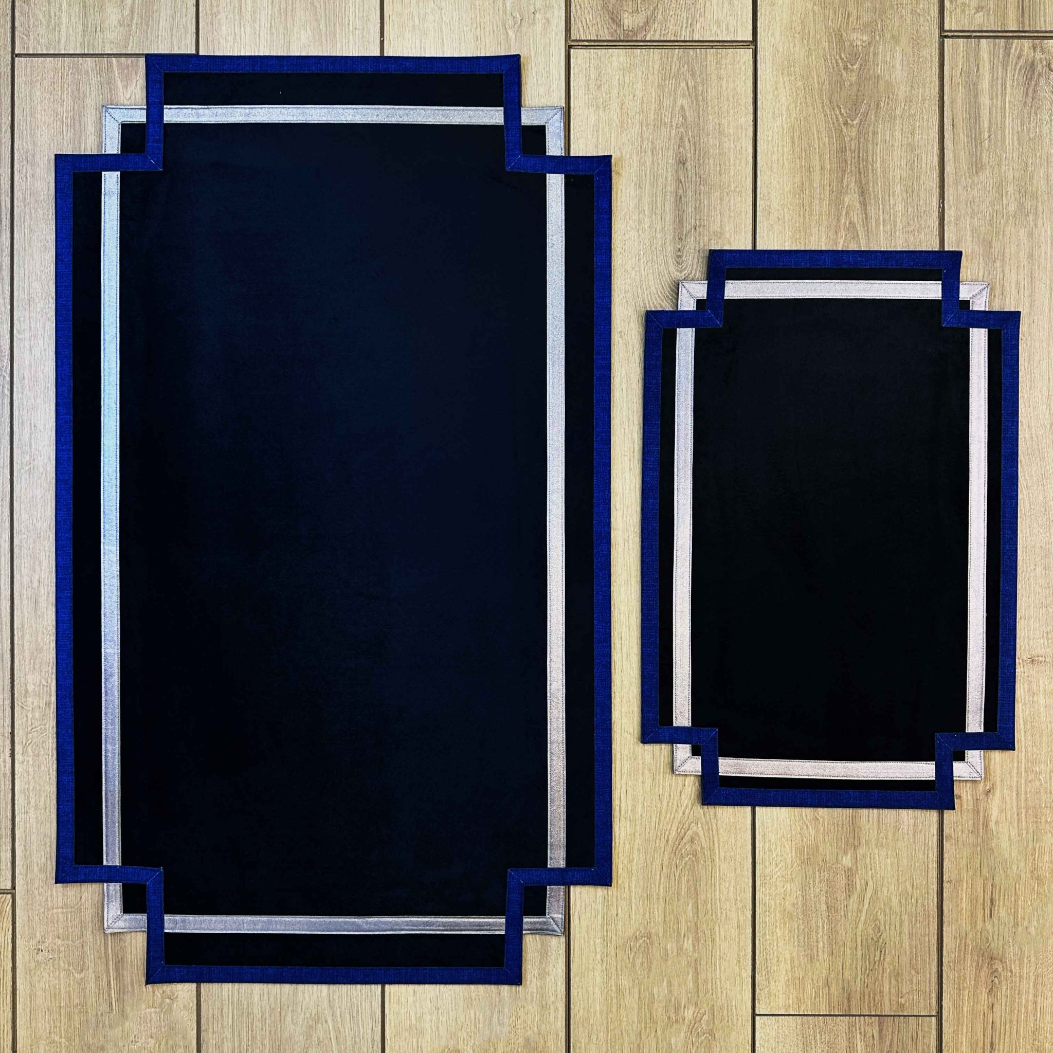 Mila Rectangular Ivory Black & Blue Modern Striped Minimal Turkish Rug & Carpet - by Creative Home Rugs,RUG-MILA-BlaBlu-4060,RUG-MILA-BlaBlu-60100,RUG-MILA-BlaBlu-70120,RUG-MILA-BlaBlu-90150,RUG-MILA-BlaBlu-121182