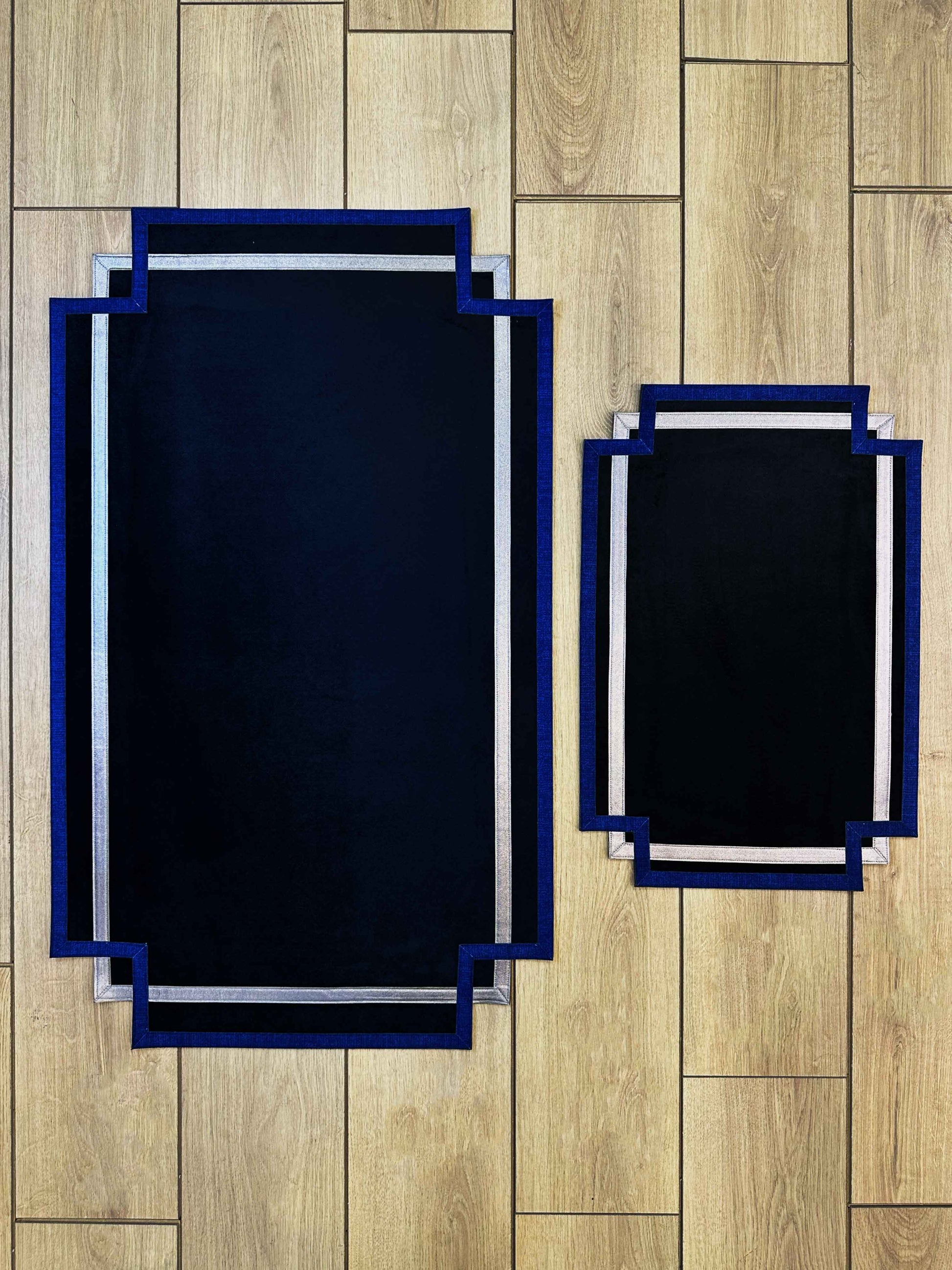 Mila Rectangular Ivory Black & Blue Modern Striped Minimal Turkish Rug & Carpet - by Creative Home Rugs,RUG-MILA-BlaBlu-4060,RUG-MILA-BlaBlu-60100,RUG-MILA-BlaBlu-70120,RUG-MILA-BlaBlu-90150,RUG-MILA-BlaBlu-121182