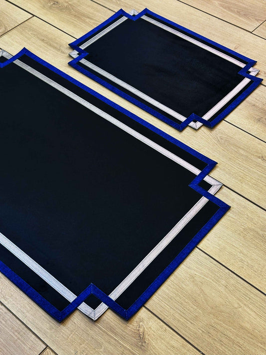 Mila Rectangular Ivory Black & Blue Modern Striped Minimal Turkish Rug & Carpet - by Creative Home Rugs,RUG-MILA-BlaBlu-4060,RUG-MILA-BlaBlu-60100,RUG-MILA-BlaBlu-70120,RUG-MILA-BlaBlu-90150,RUG-MILA-BlaBlu-121182