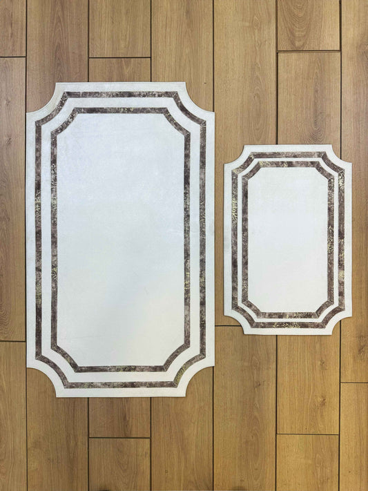 Sare Rectangular Ivory Cream & Gold Modern Leather Striped Minimal Rug - by Creative Home Rugs,RUG-SARE-EcSrtgo-4060,RUG-SARE-EcSrtgo-60100,RUG-SARE-EcSrtgo-70120,RUG-SARE-EcSrtgo-90150,RUG-SARE-EcSrtgo-121182