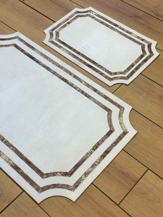 Sare Rectangular Ivory Cream & Gold Modern Leather Striped Minimal Rug - by Creative Home Rugs,RUG-SARE-EcSrtgo-4060,RUG-SARE-EcSrtgo-60100,RUG-SARE-EcSrtgo-70120,RUG-SARE-EcSrtgo-90150,RUG-SARE-EcSrtgo-121182