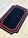 Sare Rectangular Black & Burgundy Red Modern Leather Striped Curved Cornered Minimal Rug - by Creative Home Rugs,RUG-SARE-BlaBu-4060,RUG-SARE-BlaBu-60100,RUG-SARE-BlaBu-70120,RUG-SARE-BlaBu-90150,RUG-SARE-BlaBu-121182