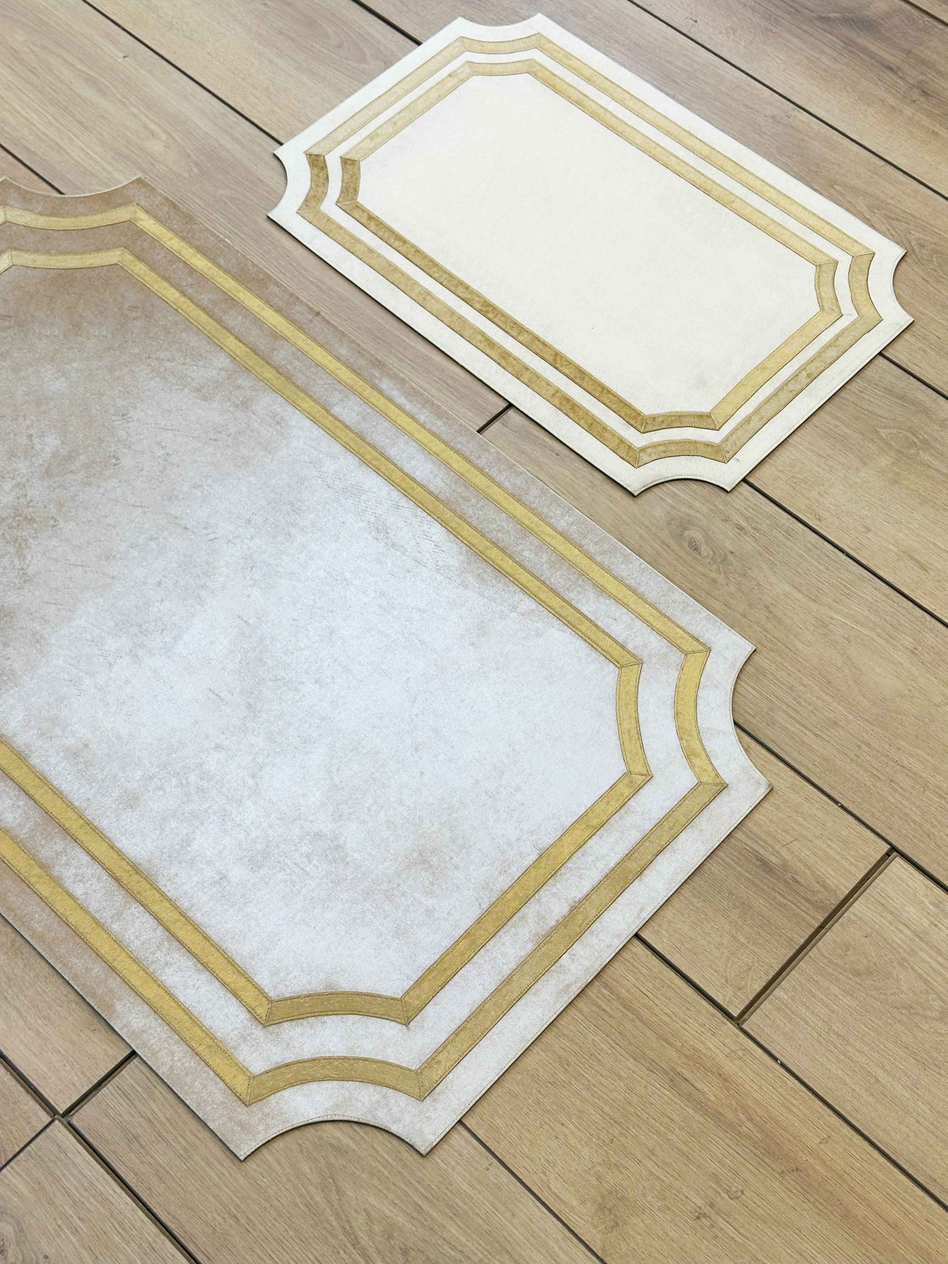 Sare Rectangular Gold Modern Leather Striped Curved Cornered Minimal Rug - by Creative Home Rugs,RUG-SARE-GoGo-4060,RUG-SARE-GoGo-60100,RUG-SARE-GoGo-70120,RUG-SARE-GoGo-90150,RUG-SARE-GoGo-121182