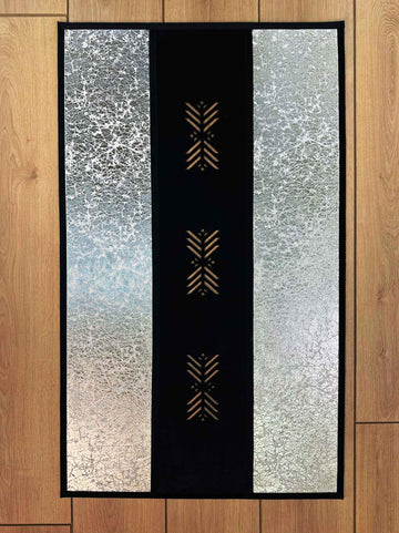 Selvi Rectangular Black & Veined Antique Gold Modern Leather Minimal Rug - by Creative Home Rugs & Turkish Carpets,RUG-SELVI-BlaGo-4060,RUG-SELVI-BlaGo-60100,RUG-SELVI-BlaGo-70120,RUG-SELVI-BlaGo-90150,RUG-SELVI-BlaGo-121182,RUG-SELVI-BlaGo-152243,RUG-SELVI-BlaGo-182274