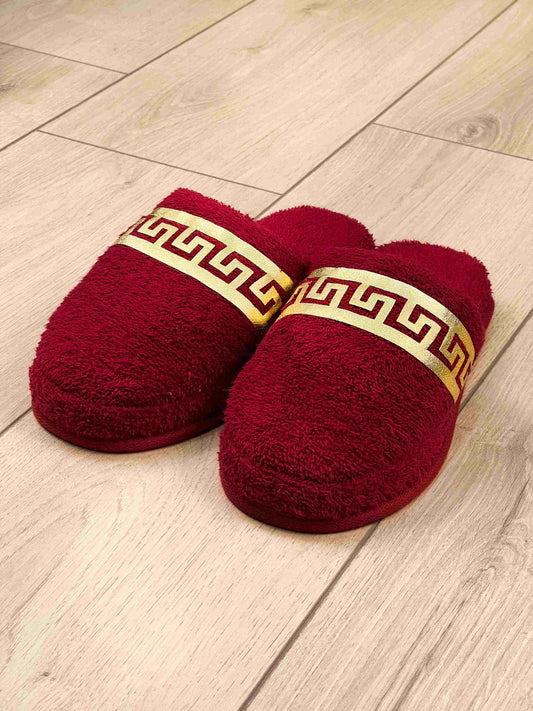 Anka Women's Luxury Terry Slippers, Soft Greek Key Spa Lounge Slippers,SLPW-CH-ANKA-ReGo-3738,SLPW-CH-ANKA-ReGo-3940