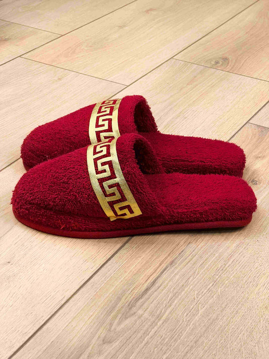 Anka Women's Luxury Terry Slippers, Soft Greek Key Spa Lounge Slippers,SLPW-CH-ANKA-ReGo-3738,SLPW-CH-ANKA-ReGo-3940