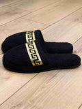 Anka Men's Fine Terry Slippers, Soft Luxury Spa, Home & Lounge Slipper, Black & Gold Bath Slippers,SLPM-CH-ANKA-BlaGo-4244,SLPM-CH-ANKA-BlaGo-4547