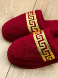 Anka Women's Luxury Terry Slippers, Soft Greek Key Spa Lounge Slippers,SLPW-CH-ANKA-ReGo-3738,SLPW-CH-ANKA-ReGo-3940