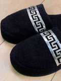 Anka Men's Fine Terry Slippers, Soft Luxury Spa, Home & Lounge Slipper, Black & Silver Bath Slippers,SLPM-CH-ANKA-BlaSi-4244,SLPM-CH-ANKA-BlaSi-4547