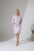Creative Home's Lilac Towel Wrap with zipper and floral embroidery lace embellishment, SPA robe towel dress,TWZW-CH-GLNLilac-Ame-S,TWZW-CH-GLNLilac-Ame-M,TWZW-CH-GLNLilac-Ame-L,TWZW-CH-GLNLilac-Ame-XL