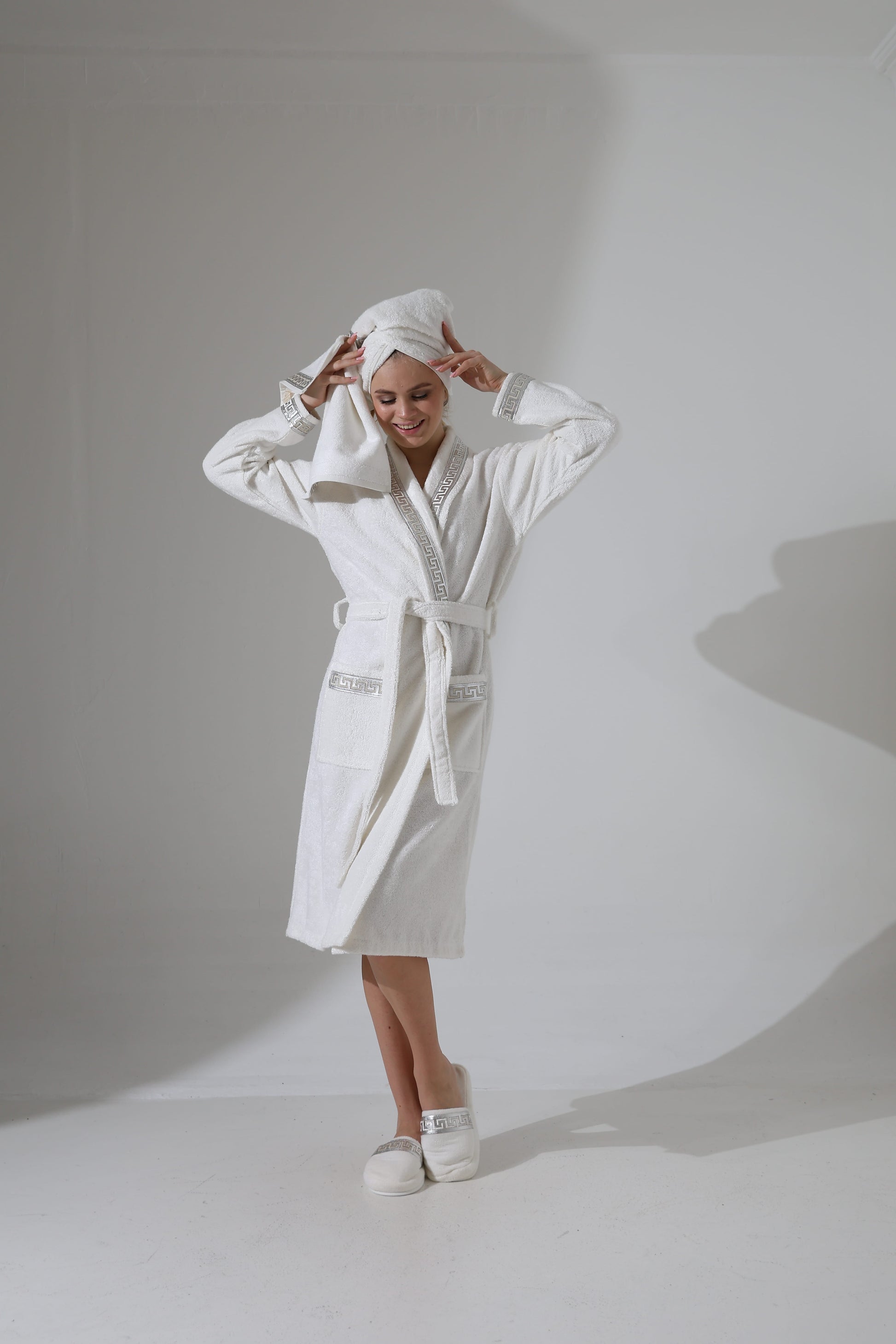 Anka Bathrobe Her - Greek Key Versace Ecru & Silver SPA Robe Gown Women by Creative Home,BRW-CH-ANKAEcSi-S-BO,BRW-CH-ANKAEcSi-M-BO,BRW-CH-ANKAEcSi-L-BO,BRW-CH-ANKAEcSi-XL-BO,BRW-CH-ANKAEcSi-XXL-BO,BRW-CH-ANKAEcSi-XXXL-BO,BRW-CH-ANKAEcSi-S-BS,BRW-CH-ANKAEcSi-M-BS,BRW-CH-ANKAEcSi-L-BS,BRW-CH-ANKAEcSi-XL-BS,BRW-CH-ANKAEcSi-XXL-BS,BRW-CH-ANKAEcSi-XXXL-BS,BRW-CH-ANKAEcSi-S-BST,BRW-CH-ANKAEcSi-M-BST,BRW-CH-ANKAEcSi-L-BST,BRW-CH-ANKAEcSi-XL-BST,BRW-CH-ANKAEcSi-XXL-BST,BRW-CH-ANKAEcSi-XXXL-BST