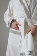 Anka Bathrobe Her - Greek Key Versace Ecru & Silver SPA Robe Gown Women by Creative Home,BRW-CH-ANKAEcSi-S-BO,BRW-CH-ANKAEcSi-M-BO,BRW-CH-ANKAEcSi-L-BO,BRW-CH-ANKAEcSi-XL-BO,BRW-CH-ANKAEcSi-XXL-BO,BRW-CH-ANKAEcSi-XXXL-BO,BRW-CH-ANKAEcSi-S-BS,BRW-CH-ANKAEcSi-M-BS,BRW-CH-ANKAEcSi-L-BS,BRW-CH-ANKAEcSi-XL-BS,BRW-CH-ANKAEcSi-XXL-BS,BRW-CH-ANKAEcSi-XXXL-BS,BRW-CH-ANKAEcSi-S-BST,BRW-CH-ANKAEcSi-M-BST,BRW-CH-ANKAEcSi-L-BST,BRW-CH-ANKAEcSi-XL-BST,BRW-CH-ANKAEcSi-XXL-BST,BRW-CH-ANKAEcSi-XXXL-BST