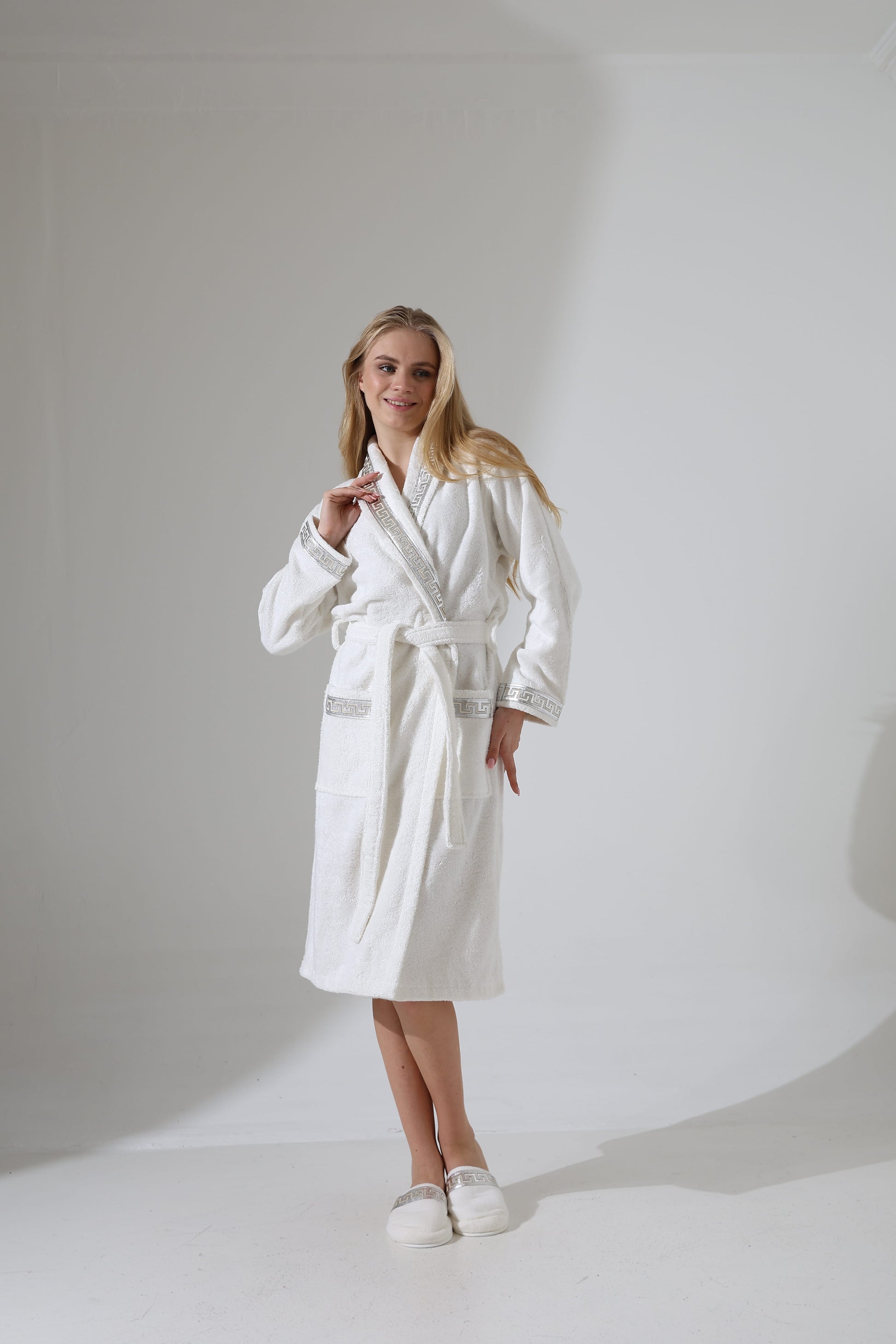 Anka Bathrobe Her - Greek Key Versace Ecru & Silver SPA Robe Gown Women by Creative Home,BRW-CH-ANKAEcSi-S-BO,BRW-CH-ANKAEcSi-M-BO,BRW-CH-ANKAEcSi-L-BO,BRW-CH-ANKAEcSi-XL-BO,BRW-CH-ANKAEcSi-XXL-BO,BRW-CH-ANKAEcSi-XXXL-BO,BRW-CH-ANKAEcSi-S-BS,BRW-CH-ANKAEcSi-M-BS,BRW-CH-ANKAEcSi-L-BS,BRW-CH-ANKAEcSi-XL-BS,BRW-CH-ANKAEcSi-XXL-BS,BRW-CH-ANKAEcSi-XXXL-BS,BRW-CH-ANKAEcSi-S-BST,BRW-CH-ANKAEcSi-M-BST,BRW-CH-ANKAEcSi-L-BST,BRW-CH-ANKAEcSi-XL-BST,BRW-CH-ANKAEcSi-XXL-BST,BRW-CH-ANKAEcSi-XXXL-BST