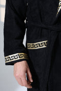 Anka Exclusive Bathrobe (His) - Greek Key Versace style Black & Gold Bathrobe Dressing Gown for Men by Creative Home,BRM-CH-ANKABG-S-BO,BRM-CH-ANKABG-S-BS,BRM-CH-ANKABG-S-BST,BRM-CH-ANKABG-M-BO,BRM-CH-ANKABG-M-BS,BRM-CH-ANKABG-M-BST,BRM-CH-ANKABG-L-BO,BRM-CH-ANKABG-L-BS,BRM-CH-ANKABG-L-BST,BRM-CH-ANKABG-XL-BO,BRM-CH-ANKABG-XL-BS,BRM-CH-ANKABG-XL-BST,BRM-CH-ANKABG-XXL-BO,BRM-CH-ANKABG-XXL-BS,BRM-CH-ANKABG-XXL-BST,BRM-CH-ANKABG-XXXL-BO,BRM-CH-ANKABG-XXXL-BS,BRM-CH-ANKABG-XXXL-BST
