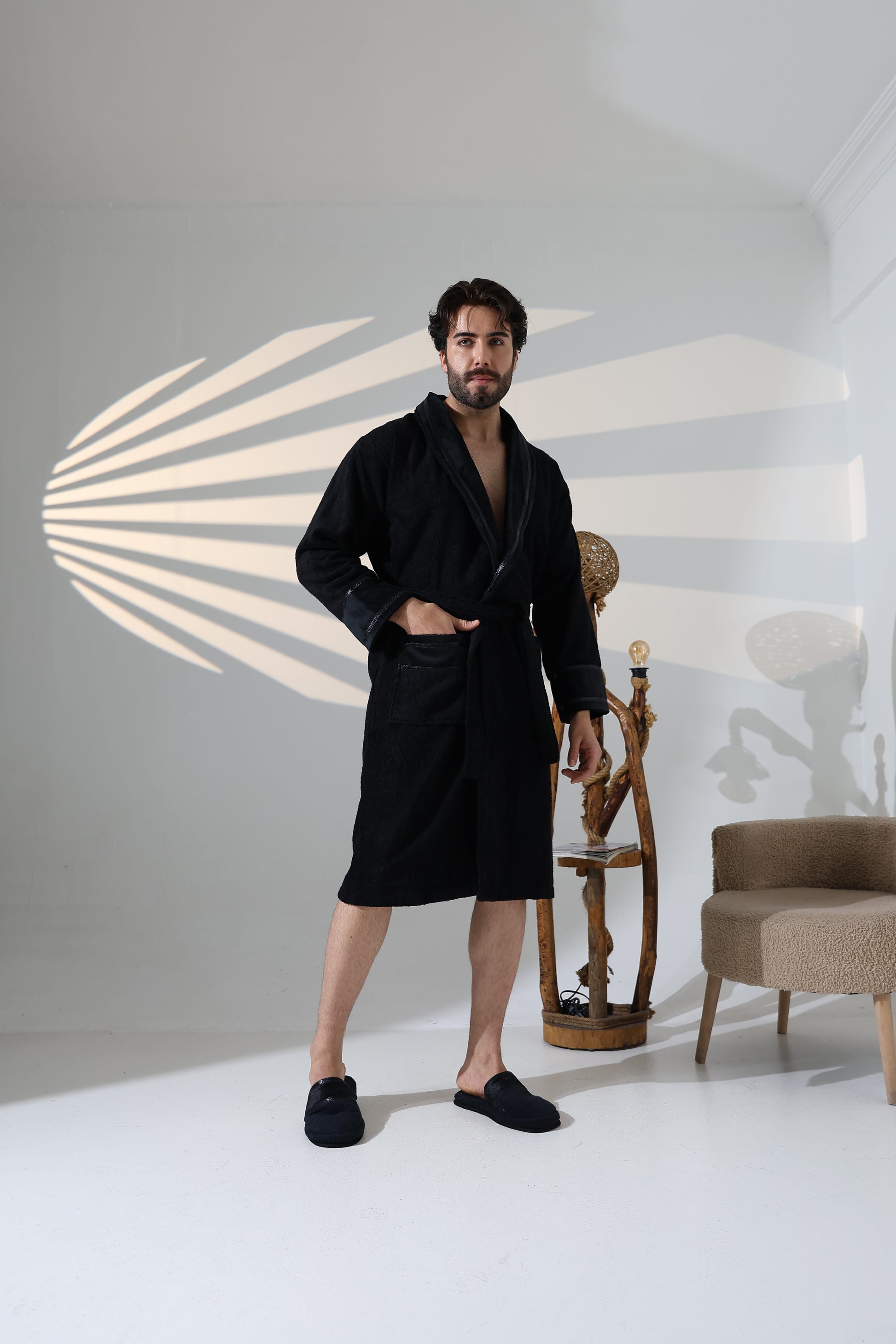 Bora Premier Luxury Men's Black Bathrobe Set, Velvet Applied Gown Robe, Slippers & Towels Set by Creative Home,BRM-CH-BORA-S-BO,BRM-CH-BORA-M-BO,BRM-CH-BORA-L-BO,BRM-CH-BORA-XL-BO,BRM-CH-BORA-XXL-BO,BRM-CH-BORA-XXXL-BO,BRM-CH-BORA-S-BS,BRM-CH-BORA-M-BS,BRM-CH-BORA-L-BS,BRM-CH-BORA-XL-BS,BRM-CH-BORA-XXL-BS,BRM-CH-BORA-XXXL-BS,BRM-CH-BORA-S-BST,BRM-CH-BORA-M-BST,BRM-CH-BORA-L-BST,BRM-CH-BORA-XL-BST,BRM-CH-BORA-XXL-BST,BRM-CH-BORA-XXXL-BST