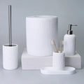 Ebru White Color 5 Piece Bathroom Accessory Set, Luxury Resin Modern Bath Decor by Creative Home,BAS-SLM-EBRU-W