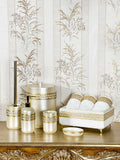 Anka Bathroom Set - Creative Home, Resin Bathroom Accessory Sets, Versace Style Greek Key Patterned Cream & Gold Bathroom Decor, Bamboo Ecru Turkish Towels,BS-CH-ANKACG-BATB