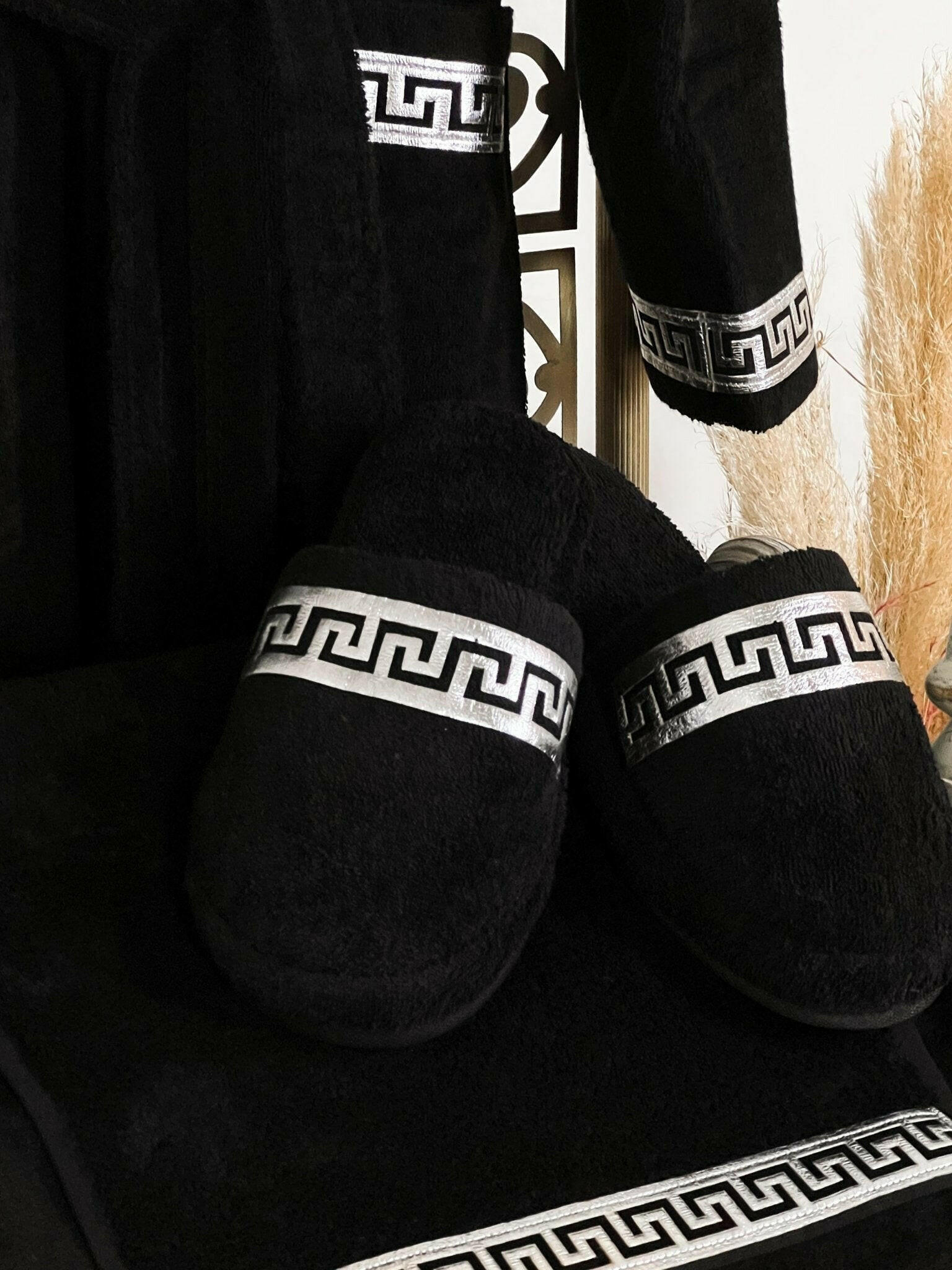 Anka Black & Silver Bathrobe (His) - Creative Home, Bathrobes, Versace Style Greek Key Turkish Bamboo Luxury Robe,BRM-CH-ANKABS-S-BO,BRM-CH-ANKABS-S-BS,BRM-CH-ANKABS-S-BST,BRM-CH-ANKABS-M-BO,BRM-CH-ANKABS-M-BS,BRM-CH-ANKABS-M-BST,BRM-CH-ANKABS-L-BO,BRM-CH-ANKABS-L-BS,BRM-CH-ANKABS-L-BSM,BRM-CH-ANKABS-XL-BO,BRM-CH-ANKABS-XL-BS,BRM-CH-ANKABS-XL-BST,BRM-CH-ANKABS-XXL-BO,BRM-CH-ANKABS-XXL-BS,BRM-CH-ANKABS-XXL-BST,BRM-CH-ANKABS-XXXL-BO,BRM-CH-ANKABS-XXXL-BS,BRM-CH-ANKABS-XXXL-BST
