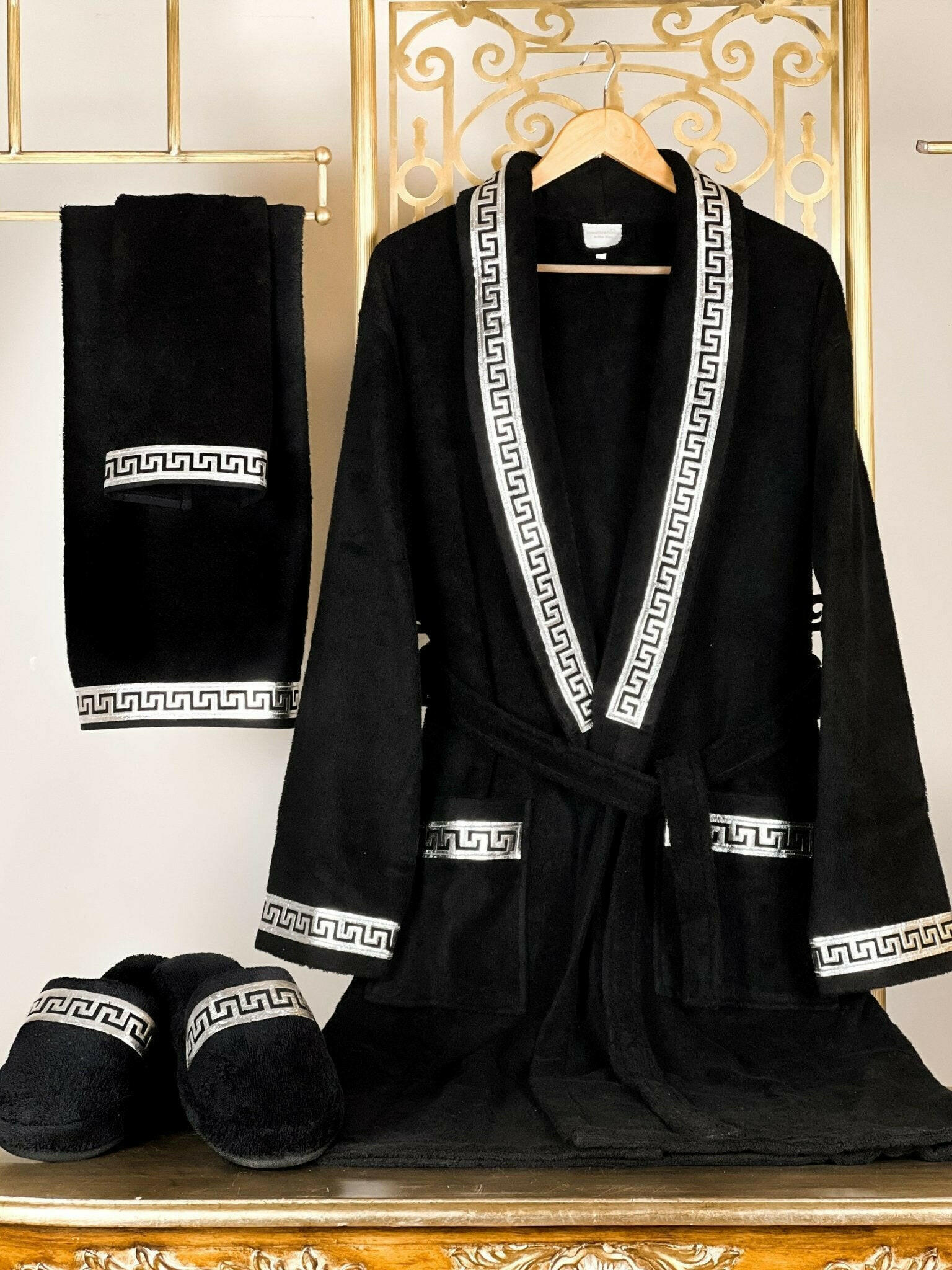Anka Black & Silver Bathrobe (His) - Creative Home, Bathrobes, Versace Style Greek Key Turkish Bamboo Luxury Robe,BRM-CH-ANKABS-S-BO,BRM-CH-ANKABS-S-BS,BRM-CH-ANKABS-S-BST,BRM-CH-ANKABS-M-BO,BRM-CH-ANKABS-M-BS,BRM-CH-ANKABS-M-BST,BRM-CH-ANKABS-L-BO,BRM-CH-ANKABS-L-BS,BRM-CH-ANKABS-L-BSM,BRM-CH-ANKABS-XL-BO,BRM-CH-ANKABS-XL-BS,BRM-CH-ANKABS-XL-BST,BRM-CH-ANKABS-XXL-BO,BRM-CH-ANKABS-XXL-BS,BRM-CH-ANKABS-XXL-BST,BRM-CH-ANKABS-XXXL-BO,BRM-CH-ANKABS-XXXL-BS,BRM-CH-ANKABS-XXXL-BST