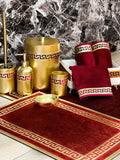 Anka Burgundy Red & Gold Bathroom Set - Creative HomeBathroom Accessory Sets