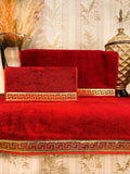 Anka Burgundy & Gold Towel Set - Creative Home Designs, Versace Style Greek Key Patterned Burgundy & Gold Bamboo Luxury & Expensive Turkish Towels,TS-CH-ANKARG