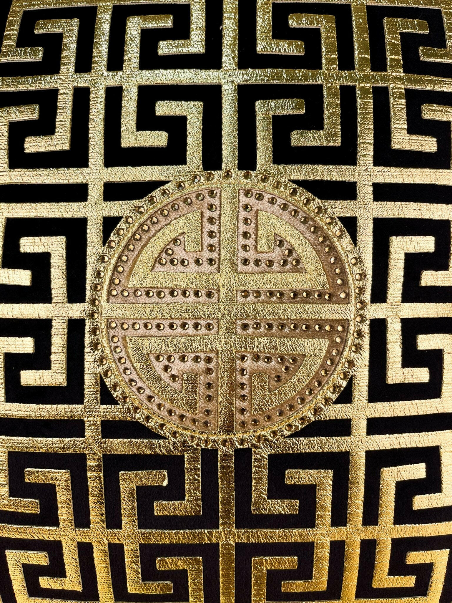 Anka Cushion Cover - Creative Home Designs Pillowcases, Luxury Turkish Throw Pillows & Shams, Black & Gold Color Greek Key Versace Pattern Sham,CC-CH-ANKA-BlaGo-1S1R,CC-CH-ANKA-BlaGo-2S,CC-CH-ANKA-BlaGo-2R,CC-CH-ANKA-BlaGo-2S1R