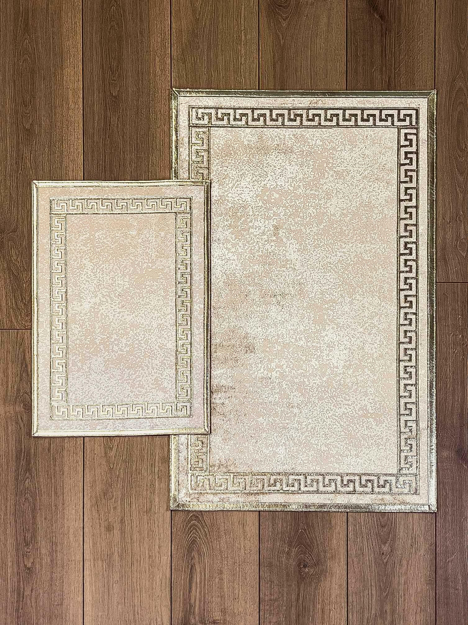 Anka Exclusive Cream & Gold Color Rug - Creative Home Designs Rugs, Versace Style Turkish Carpet, Greek Key Mat,RUG-ANKAE-CG-4060,RUG-ANKAE-CG-60100,RUG-ANKAE-CG-70120,RUG-ANKAE-CG-85137,RUG-ANKAE-CG-121182