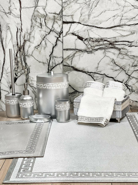 Anka Grey & Silver Bathroom Set - Creative HomeBathroom Accessory Sets