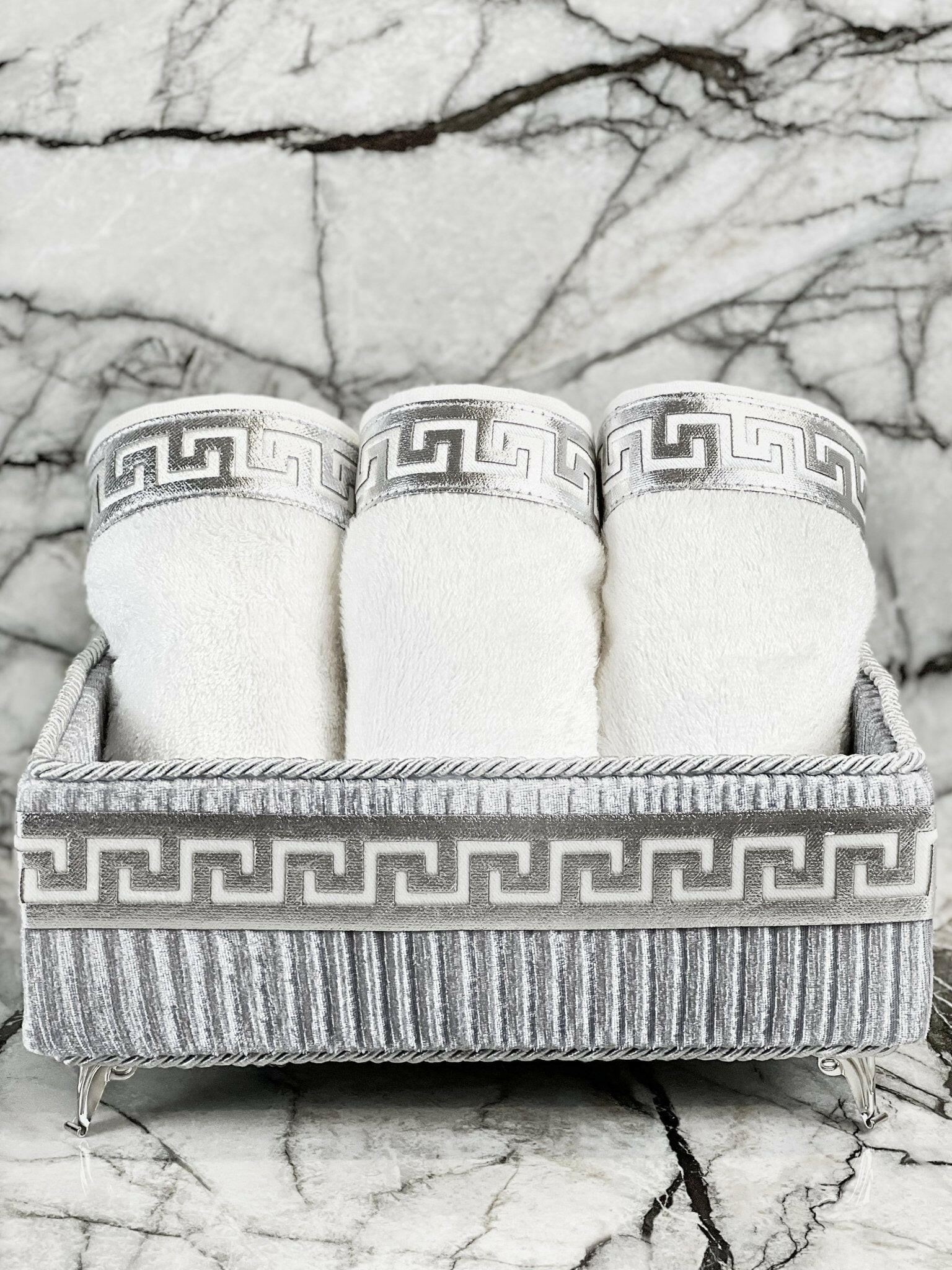 Anka Grey & Silver Bathroom Set - Creative HomeBathroom Accessory Sets