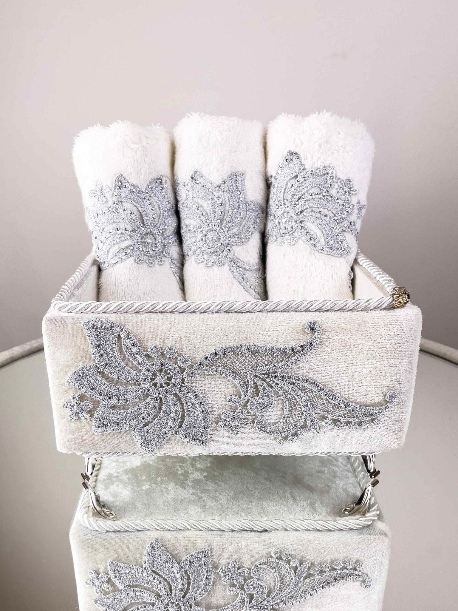 Ayla Silver Towel Box Set - creativehome-designsTowels