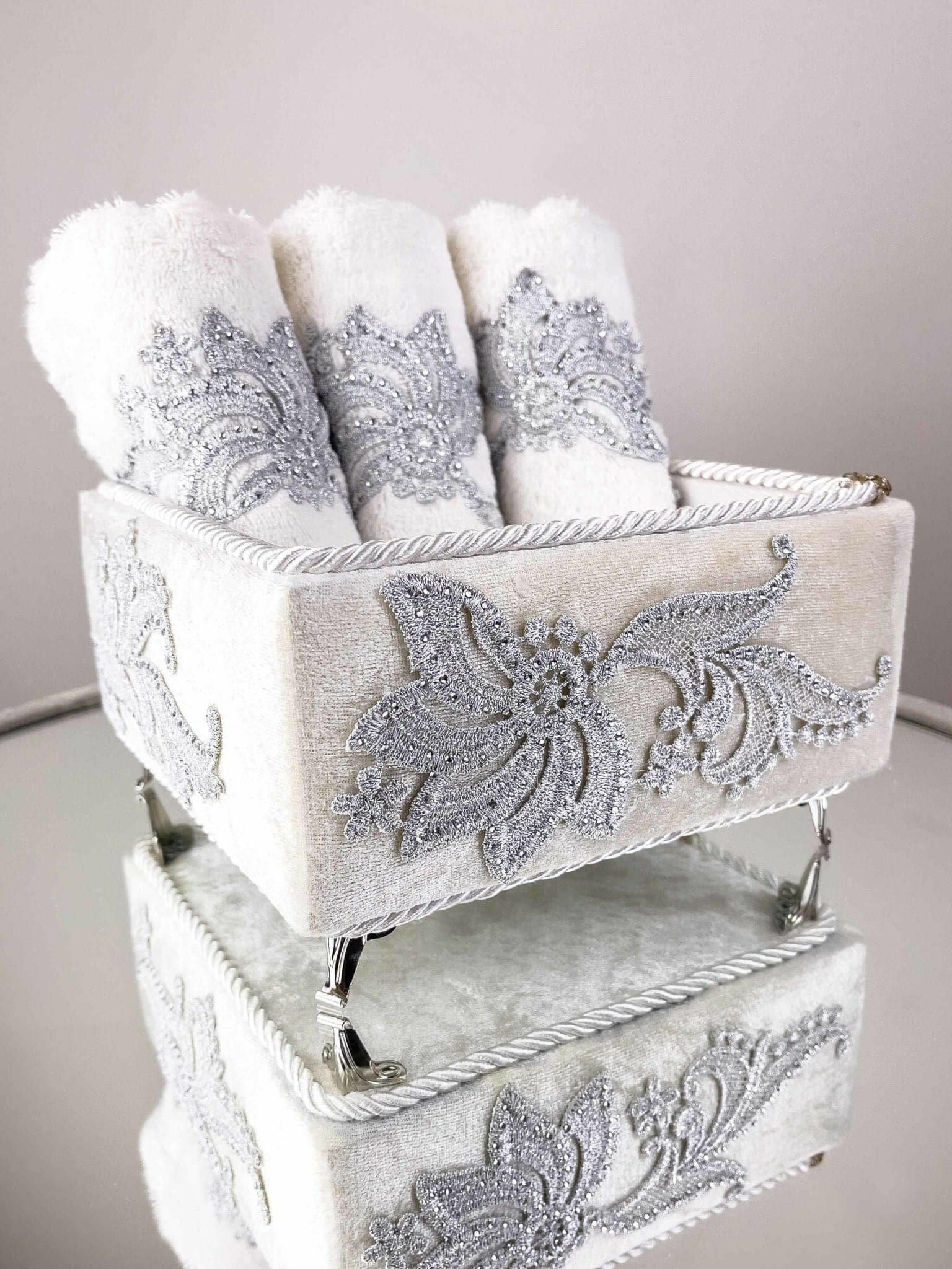 Ayla Silver Towel Box Set - creativehome-designsTowels